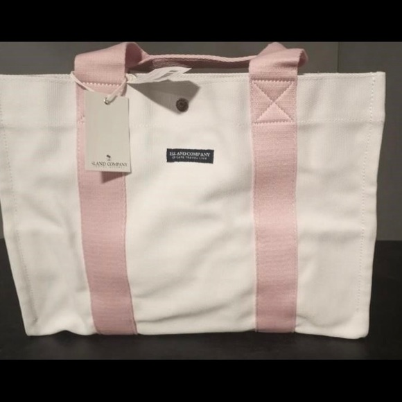 Island Company Handbags - Island Company Large White and Pink Tote Bag